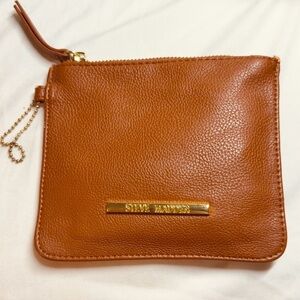 Steve Madden Tan Leather Clutch with Gold Accents